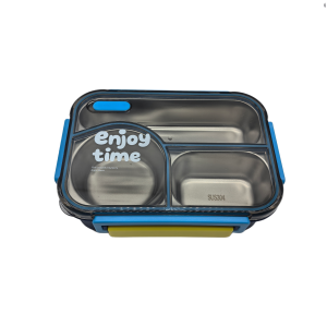 Stainless Steel Lunch Box,3 Compartments Metal Bento Box For Kids Adults, Leak-Proof Lunch Box for School Office