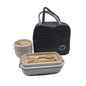 Wheat Straw Bento Lunch Box Set For Adults And Kids With Insulated Bag,Leak-Proof